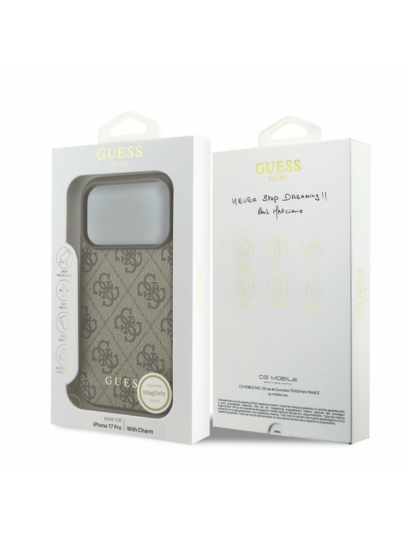 Guess Guess 4G Charm MagSafe Stražnji poklopac za iPhone 17 Pro Tone on Tone Brown