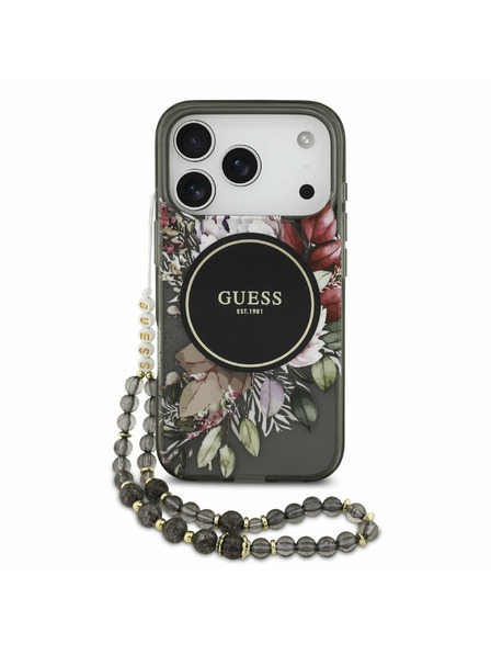 Guess Guess IML Flowers Strap MagSafe Stražnji poklopac za iPhone 17 Pro Black