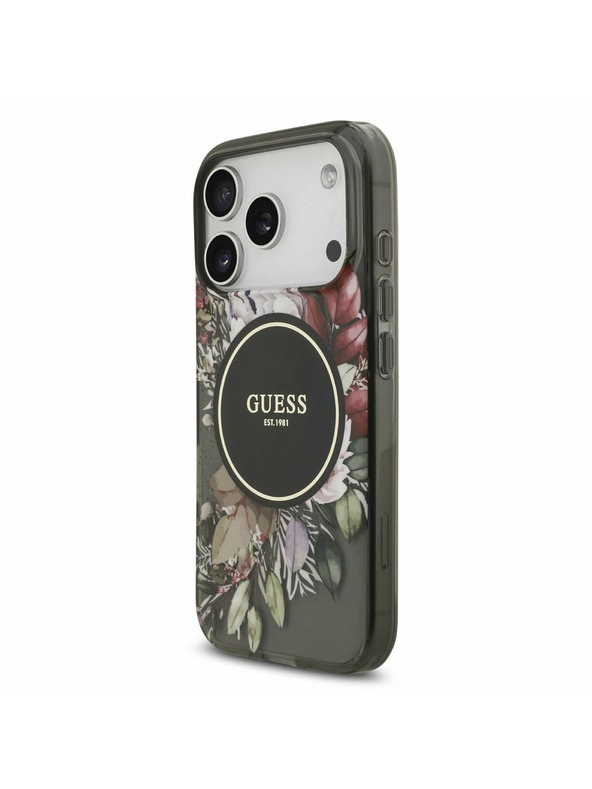 Guess Guess IML Flowers Strap MagSafe Stražnji poklopac za iPhone 17 Pro Black