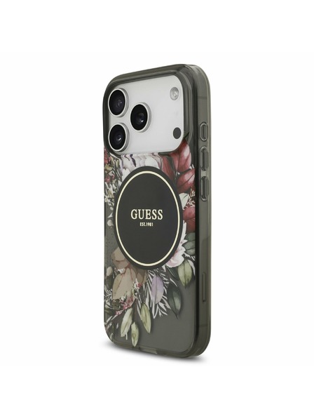 Guess Guess IML Flowers Strap MagSafe Stražnji poklopac za iPhone 17 Pro Black