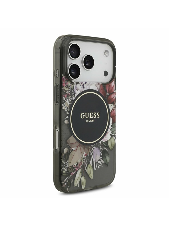 Guess Guess IML Flowers Strap MagSafe Stražnji poklopac za iPhone 17 Pro Black