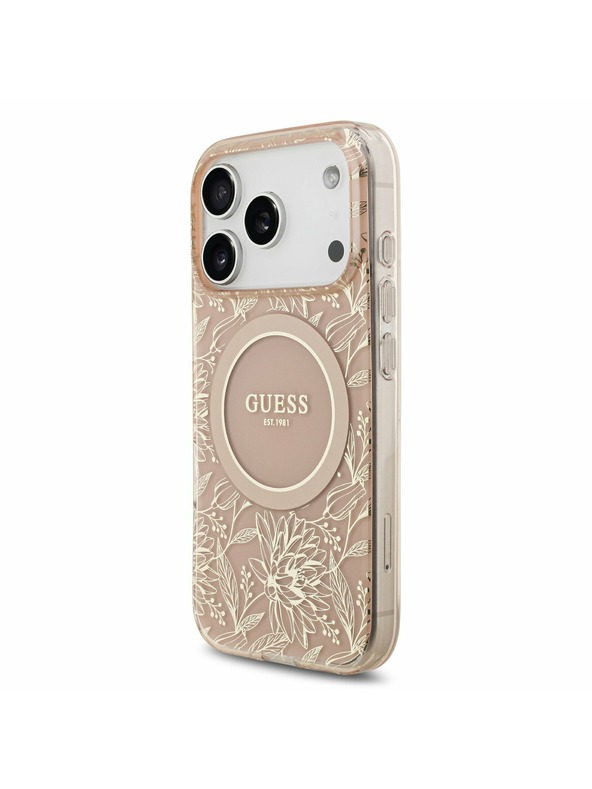 Guess Guess IML Flowers Allover Strap MagSafe Stražnji poklopac za iPhone 17 Pro Pink