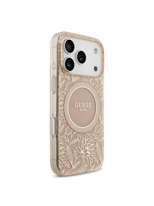 Guess Guess IML Flowers Allover Strap MagSafe Stražnji poklopac za iPhone 17 Pro Pink