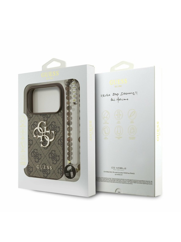 Guess Guess PU 4G Metal Logo Strap Stražnji poklopac za iPhone 17 Pro Brown