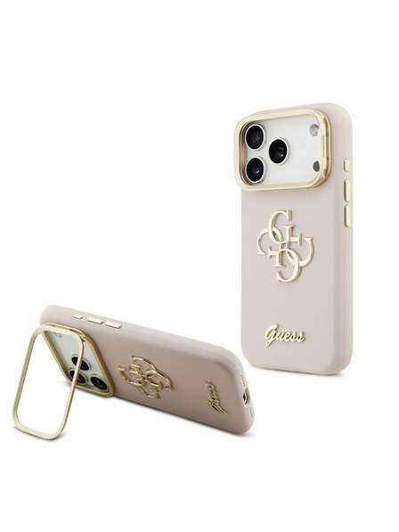 Guess Guess PU Grained 4G Logo Stand Camera Frame Stražnji poklopac za iPhone 17 Pro Pink