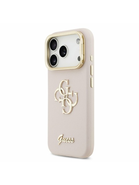 Guess Guess PU Grained 4G Logo Stand Camera Frame Stražnji poklopac za iPhone 17 Pro Pink