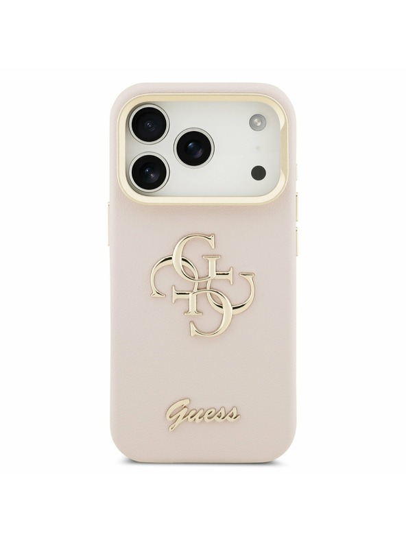 Guess Guess PU Grained 4G Logo Stand Camera Frame Stražnji poklopac za iPhone 17 Pro Pink
