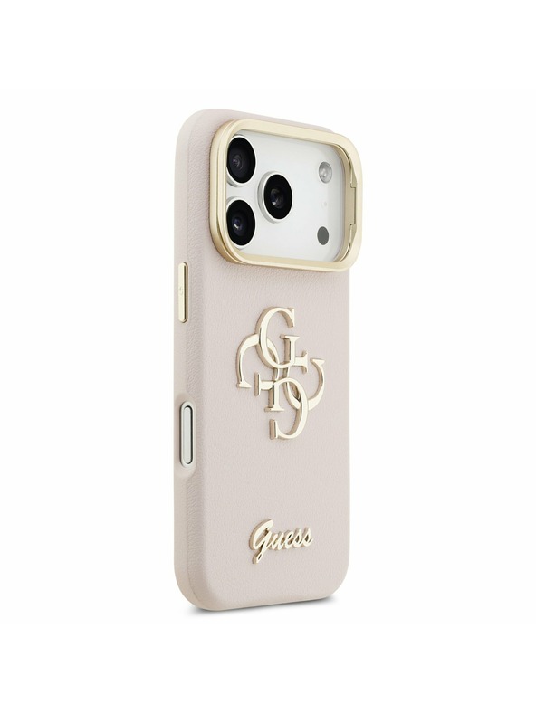 Guess Guess PU Grained 4G Logo Stand Camera Frame Stražnji poklopac za iPhone 17 Pro Pink