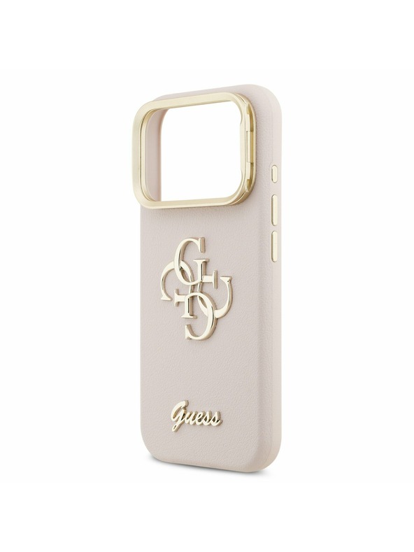Guess Guess PU Grained 4G Logo Stand Camera Frame Stražnji poklopac za iPhone 17 Pro Pink