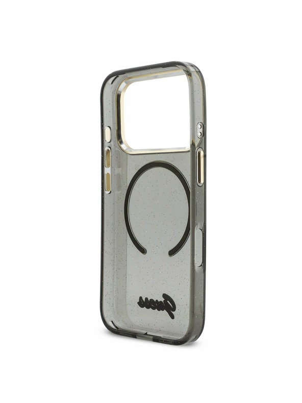 Guess Guess IML Glitter Script Strap MagSafe Stražnji poklopac za iPhone 17 Pro Black
