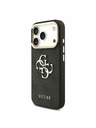 Guess Guess PU Leather 4G Metal Logo Gold Frame Stražnji Poklopac za iPhone 17 Pro Black