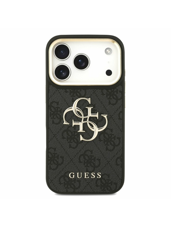 Guess Guess PU Leather 4G Metal Logo Gold Frame Stražnji Poklopac za iPhone 17 Pro Black