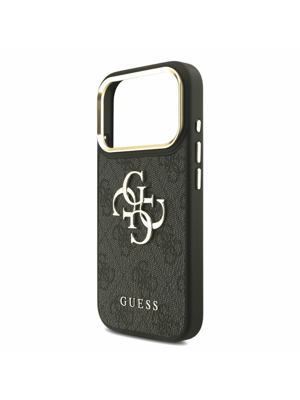 Guess Guess PU Leather 4G Metal Logo Gold Frame Stražnji Poklopac za iPhone 17 Pro Black