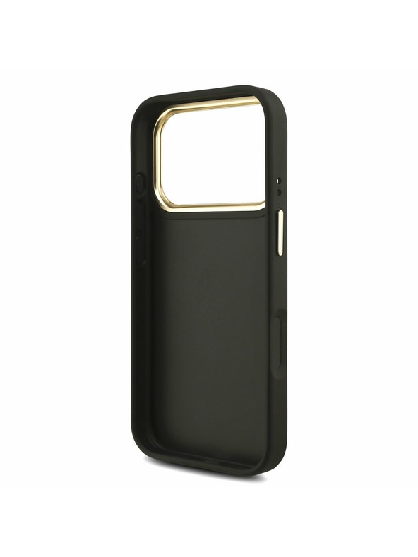 Guess Guess PU Leather 4G Metal Logo Gold Frame Stražnji Poklopac za iPhone 17 Pro Black