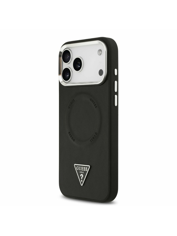 Guess Guess PU Leather Triangle Logo MagSafe Stražnji Poklopac za iPhone 17 Pro Black