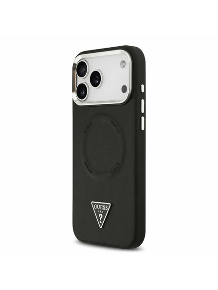 Guess Guess PU Leather Triangle Logo MagSafe Stražnji Poklopac za iPhone 17 Pro Black