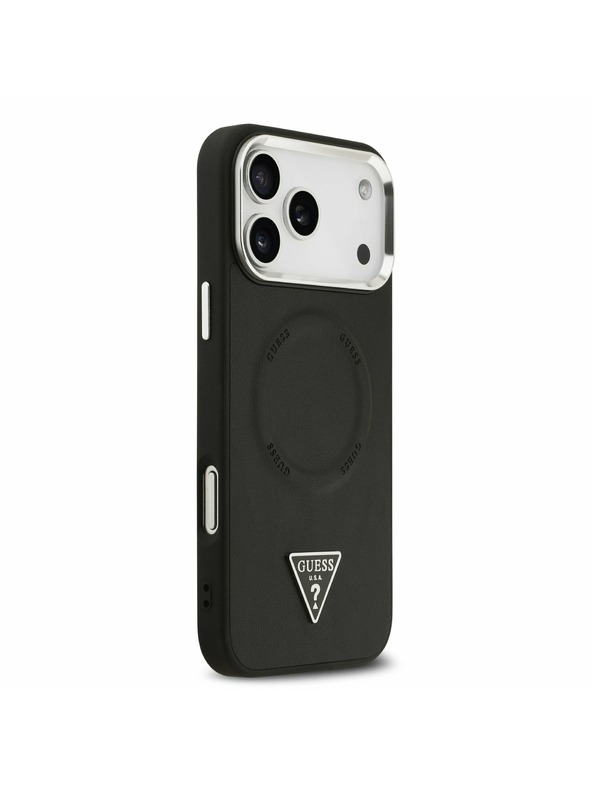 Guess Guess PU Leather Triangle Logo MagSafe Stražnji Poklopac za iPhone 17 Pro Black