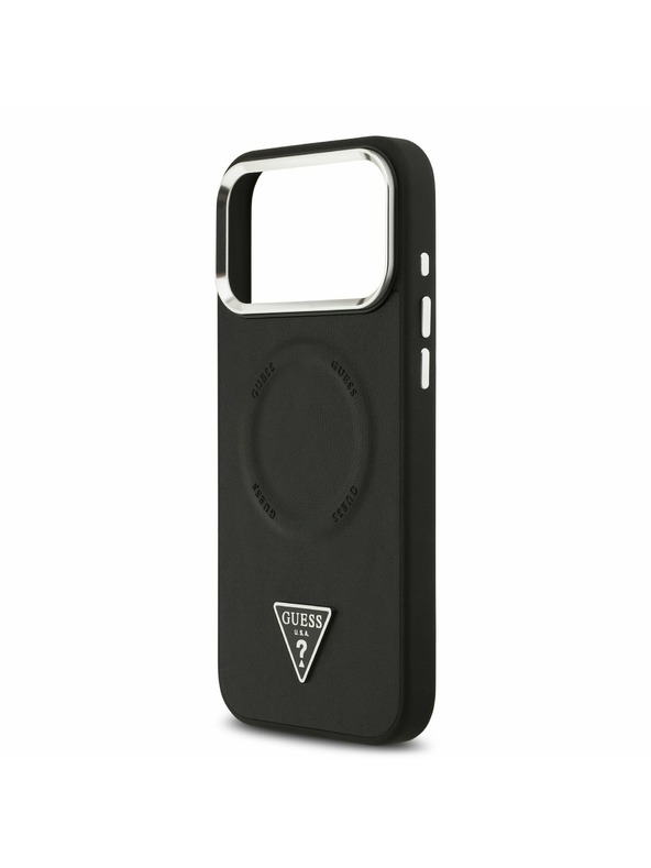 Guess Guess PU Leather Triangle Logo MagSafe Stražnji Poklopac za iPhone 17 Pro Black