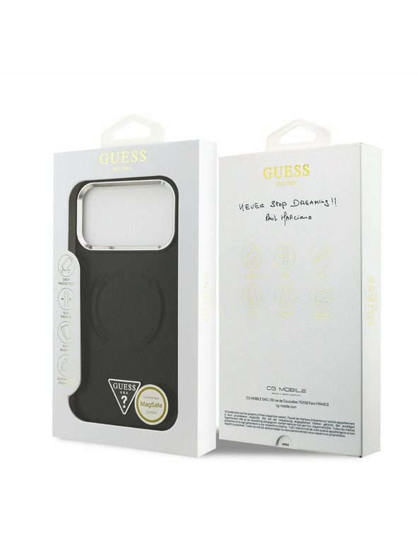 Guess Guess PU Leather Triangle Logo MagSafe Stražnji Poklopac za iPhone 17 Pro Black