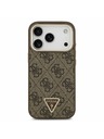 Guess Guess PU Leather 4G Strass Triangle Logo Gold Frame MagSafe Stražnji Poklopac za iPhone 17 Pro Brown
