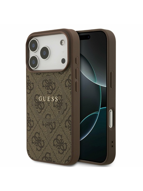 Guess Guess PU Leather 4G Colored Ring MagSafe Stražnji Poklopac za iPhone 17 Pro Brown