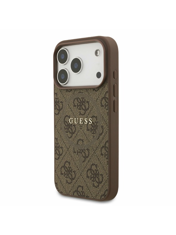 Guess Guess PU Leather 4G Colored Ring MagSafe Stražnji Poklopac za iPhone 17 Pro Brown