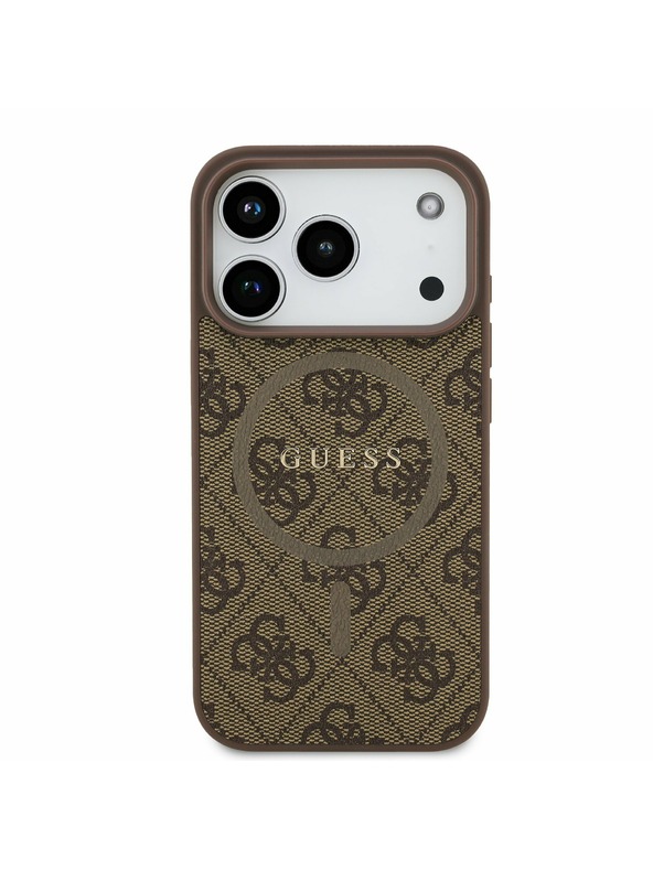 Guess Guess PU Leather 4G Colored Ring MagSafe Stražnji Poklopac za iPhone 17 Pro Brown