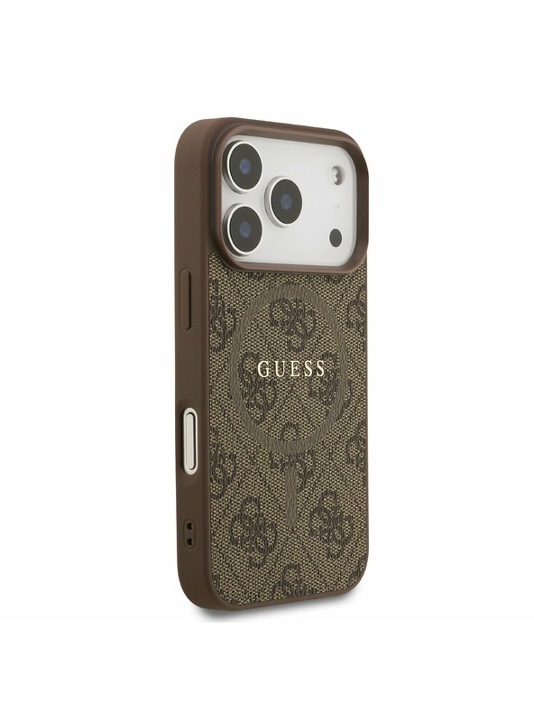 Guess Guess PU Leather 4G Colored Ring MagSafe Stražnji Poklopac za iPhone 17 Pro Brown