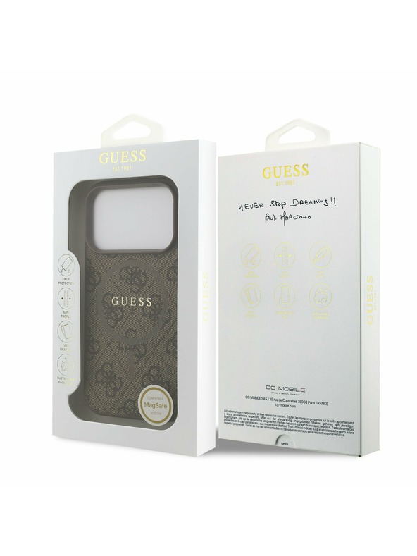 Guess Guess PU Leather 4G Colored Ring MagSafe Stražnji Poklopac za iPhone 17 Pro Brown