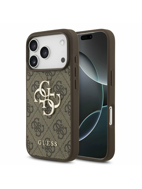 Guess Guess PU 4G Metal Logo Stražnji Poklopac za iPhone 17 Pro Brown