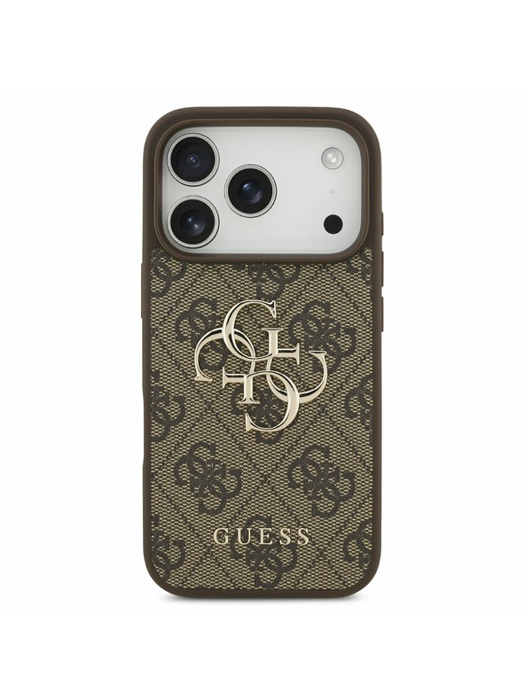 Guess Guess PU 4G Metal Logo Stražnji Poklopac za iPhone 17 Pro Brown