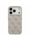 Guess Guess PU Leather 4G Strass Triangle Logo Gold Frame MagSafe Stražnji Poklopac za iPhone 17 Pro Pink