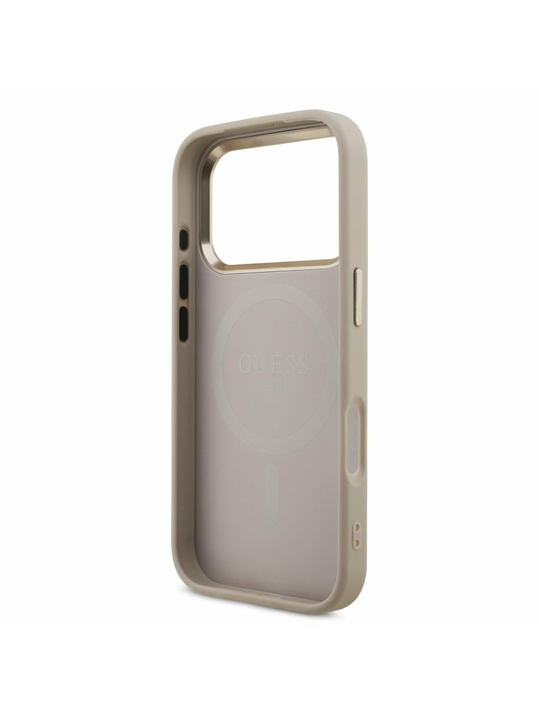 Guess Guess PU Leather 4G Strass Triangle Logo Gold Frame MagSafe Stražnji Poklopac za iPhone 17 Pro Pink