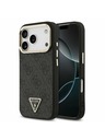 Guess Guess PU Leather 4G Strass Triangle Logo Gold Frame MagSafe Stražnji Poklopac za iPhone 17 Pro Black