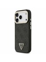 Guess Guess PU Leather 4G Strass Triangle Logo Gold Frame MagSafe Stražnji Poklopac za iPhone 17 Pro Black