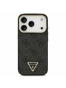 Guess Guess PU Leather 4G Strass Triangle Logo Gold Frame MagSafe Stražnji Poklopac za iPhone 17 Pro Black