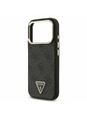 Guess Guess PU Leather 4G Strass Triangle Logo Gold Frame MagSafe Stražnji Poklopac za iPhone 17 Pro Black