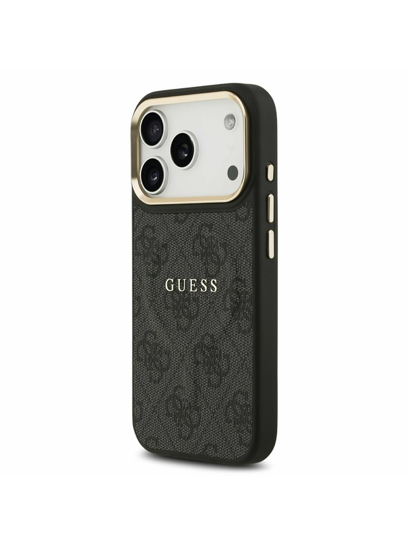 Guess Guess PU Leather 4G Gold Frame MagSafe Stražnji Poklopac za iPhone 17 Pro Black