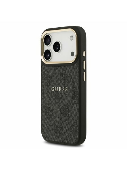 Guess Guess PU Leather 4G Gold Frame MagSafe Stražnji Poklopac za iPhone 17 Pro Black