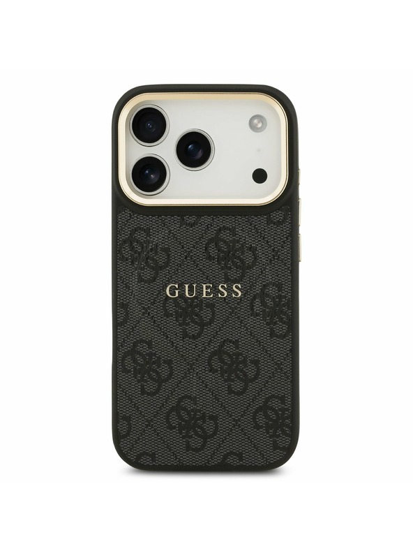 Guess Guess PU Leather 4G Gold Frame MagSafe Stražnji Poklopac za iPhone 17 Pro Black