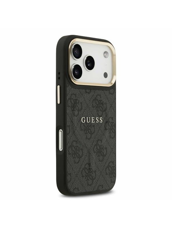 Guess Guess PU Leather 4G Gold Frame MagSafe Stražnji Poklopac za iPhone 17 Pro Black