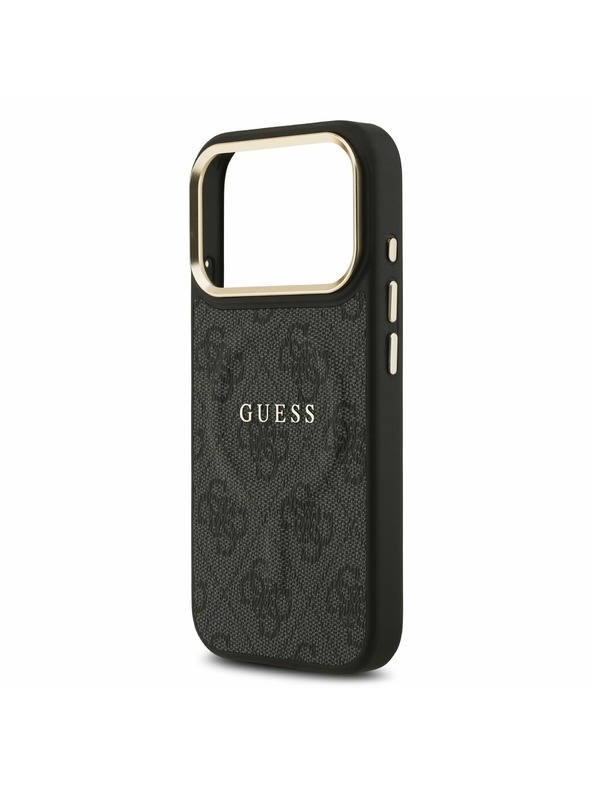 Guess Guess PU Leather 4G Gold Frame MagSafe Stražnji Poklopac za iPhone 17 Pro Black