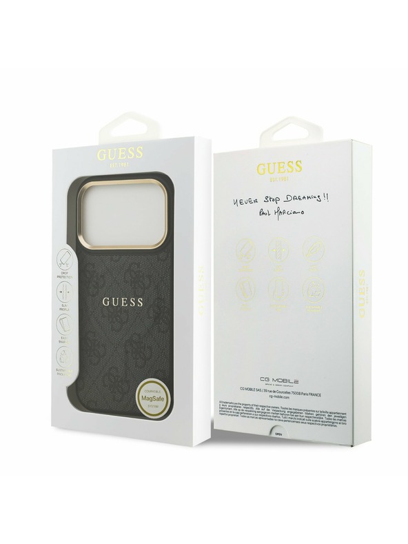Guess Guess PU Leather 4G Gold Frame MagSafe Stražnji Poklopac za iPhone 17 Pro Black