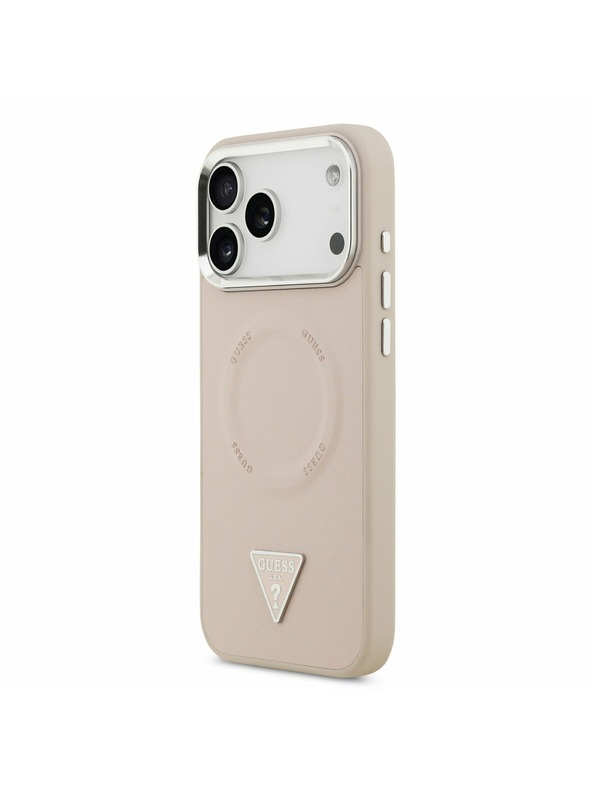 Guess Guess PU Leather Triangle Logo MagSafe Stražnji Poklopac za iPhone 17 Pro Pink