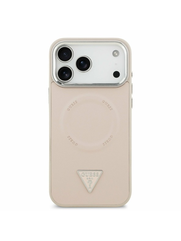 Guess Guess PU Leather Triangle Logo MagSafe Stražnji Poklopac za iPhone 17 Pro Pink
