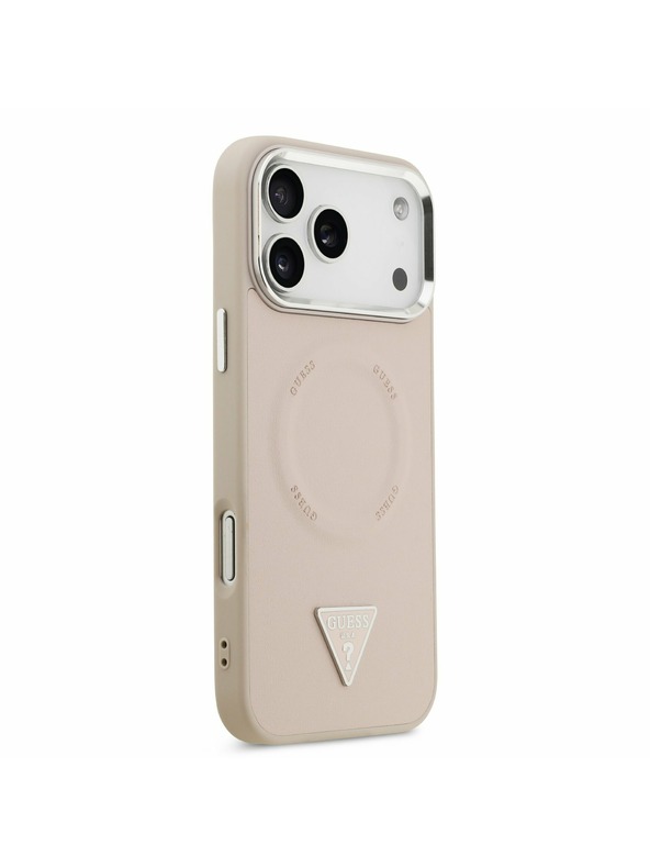 Guess Guess PU Leather Triangle Logo MagSafe Stražnji Poklopac za iPhone 17 Pro Pink