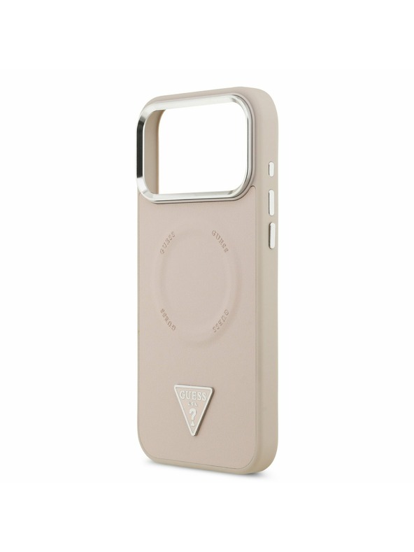 Guess Guess PU Leather Triangle Logo MagSafe Stražnji Poklopac za iPhone 17 Pro Pink