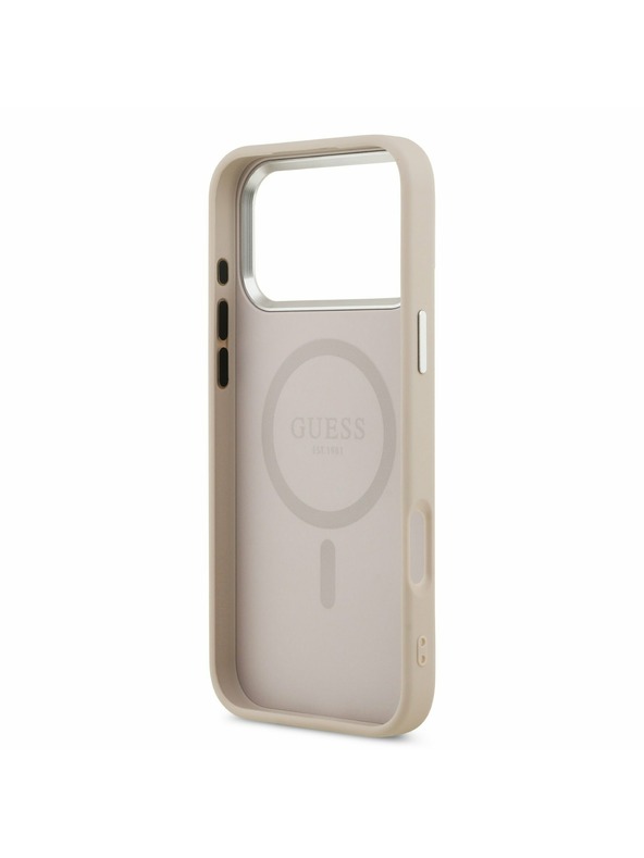 Guess Guess PU Leather Triangle Logo MagSafe Stražnji Poklopac za iPhone 17 Pro Pink