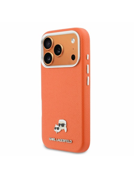 Karl Lagerfeld Karl Lagerfeld PU Karl and Choupette Heads Pins MagSafe Stražnji Poklopac za iPhone 17 Pro Orange