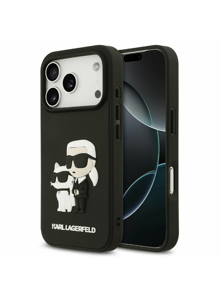 Karl Lagerfeld Karl Lagerfeld 3D Rubber Karl and Choupette Stražnji Poklopac za iPhone 17 Pro Black
